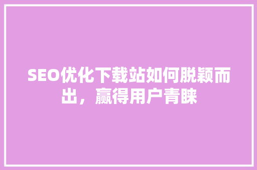 SEO优化下载站如何脱颖而出，赢得用户青睐
