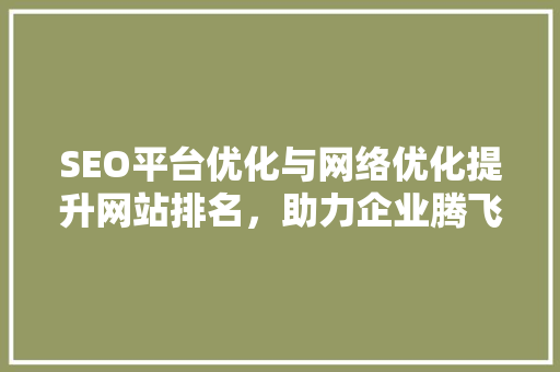 SEO平台优化与网络优化提升网站排名，助力企业腾飞