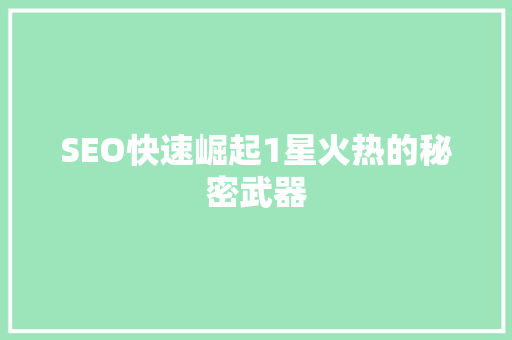 SEO快速崛起1星火热的秘密武器  第1张