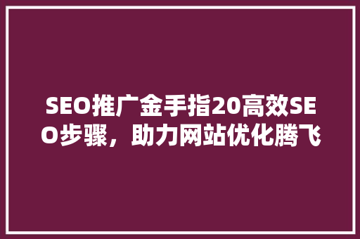 SEO推广金手指20高效SEO步骤，助力网站优化腾飞
