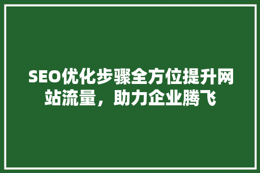 SEO优化步骤全方位提升网站流量，助力企业腾飞