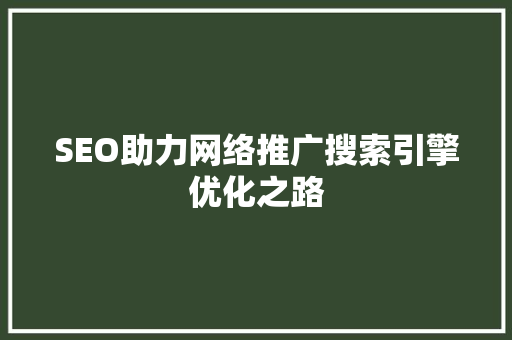 SEO助力网络推广搜索引擎优化之路