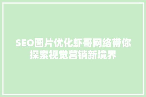 SEO图片优化虾哥网络带你探索视觉营销新境界