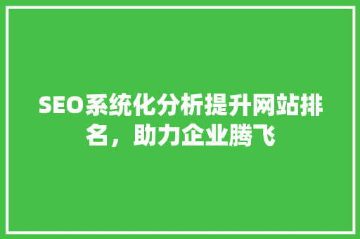 SEO系统化分析提升网站排名，助力企业腾飞
