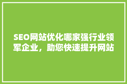 SEO网站优化哪家强行业领军企业，助您快速提升网站排名