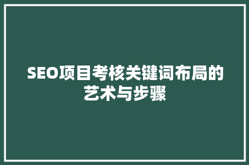 SEO项目考核关键词布局的艺术与步骤