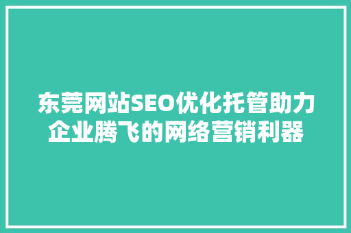 东莞网站SEO优化托管助力企业腾飞的网络营销利器