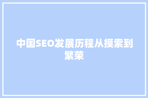 中国SEO发展历程从摸索到繁荣  第1张