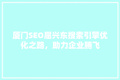 厦门SEO屈兴东搜索引擎优化之路，助力企业腾飞