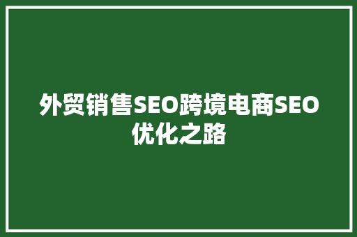 外贸销售SEO跨境电商SEO优化之路