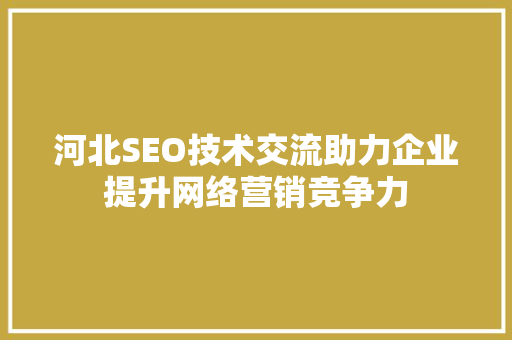 河北SEO技术交流助力企业提升网络营销竞争力