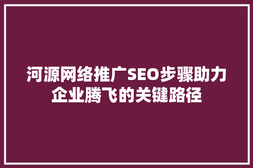 河源网络推广SEO步骤助力企业腾飞的关键路径