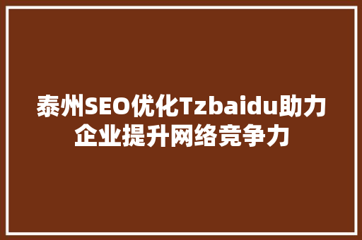 泰州SEO优化Tzbaidu助力企业提升网络竞争力