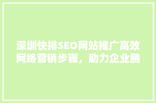 深圳快排SEO网站推广高效网络营销步骤，助力企业腾飞