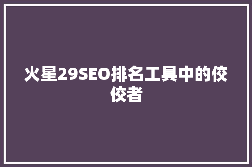 火星29SEO排名工具中的佼佼者