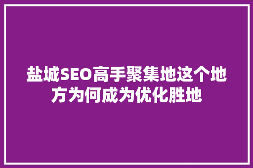 盐城SEO高手聚集地这个地方为何成为优化胜地