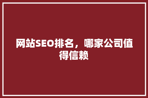 网站SEO排名，哪家公司值得信赖
