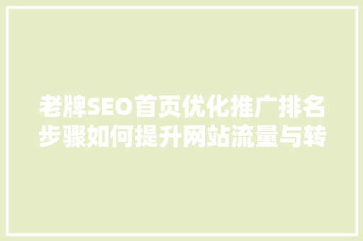 老牌SEO首页优化推广排名步骤如何提升网站流量与转化率