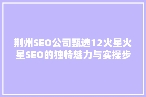 荆州SEO公司甄选12火星火星SEO的独特魅力与实操步骤