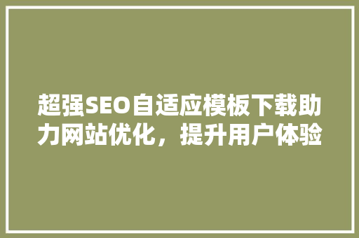 超强SEO自适应模板下载助力网站优化，提升用户体验