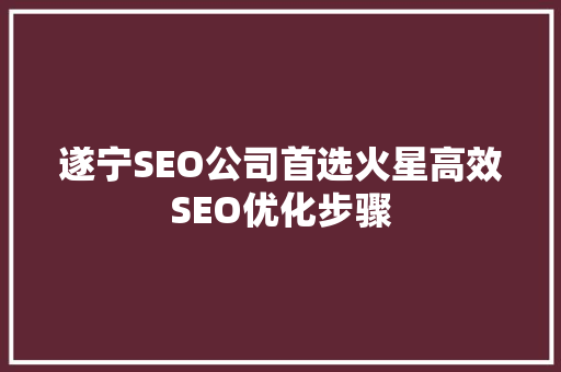 遂宁SEO公司首选火星高效SEO优化步骤