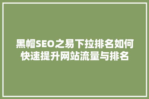 黑帽SEO之易下拉排名如何快速提升网站流量与排名