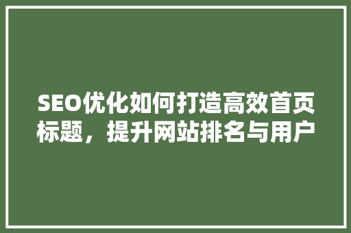 SEO优化如何打造高效首页标题，提升网站排名与用户粘