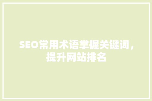 SEO常用术语掌握关键词，提升网站排名
