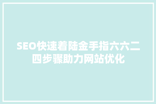 SEO快速着陆金手指六六二四步骤助力网站优化