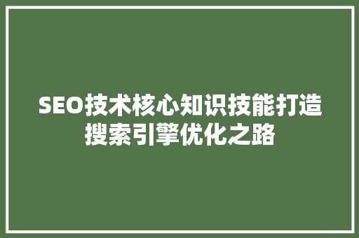 SEO技术核心知识技能打造搜索引擎优化之路