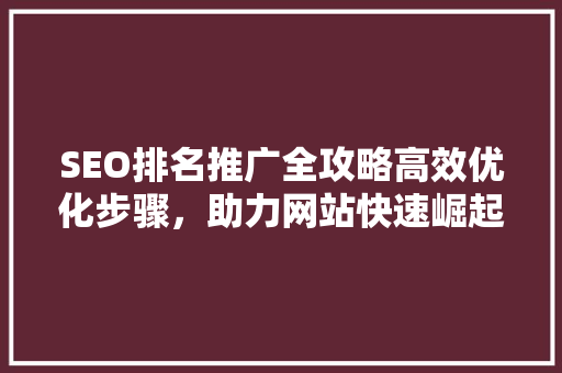 SEO排名推广全攻略高效优化步骤，助力网站快速崛起