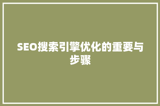 SEO搜索引擎优化的重要与步骤  第1张