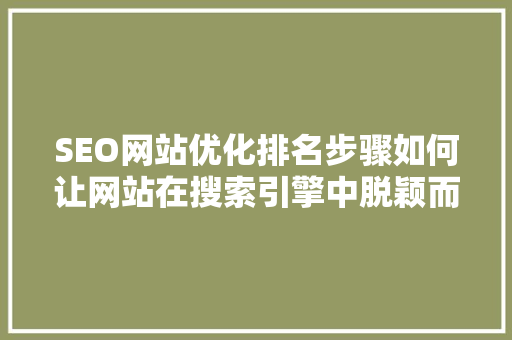 SEO网站优化排名步骤如何让网站在搜索引擎中脱颖而出