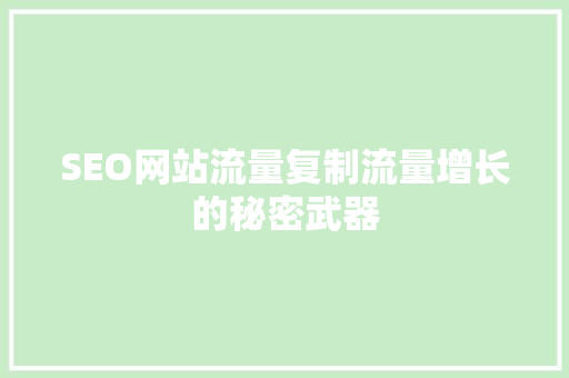 SEO网站流量复制流量增长的秘密武器