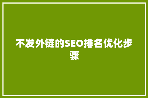 不发外链的SEO排名优化步骤