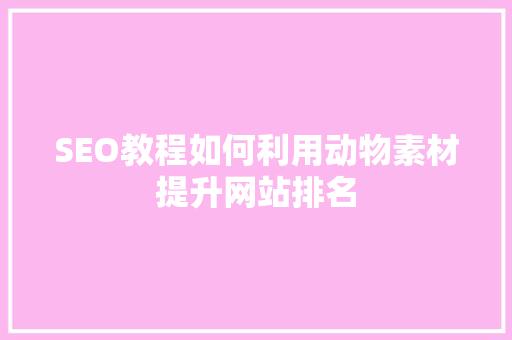 SEO教程如何利用动物素材提升网站排名