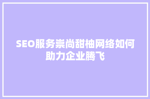 SEO服务崇尚甜柚网络如何助力企业腾飞