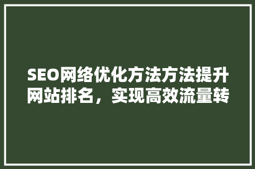 SEO网络优化方法方法提升网站排名，实现高效流量转化