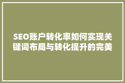 SEO账户转化率如何实现关键词布局与转化提升的完美结合