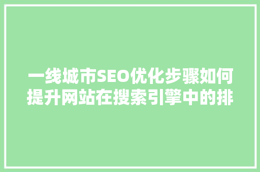一线城市SEO优化步骤如何提升网站在搜索引擎中的排名