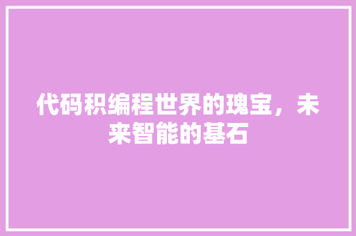 代码积编程世界的瑰宝，未来智能的基石