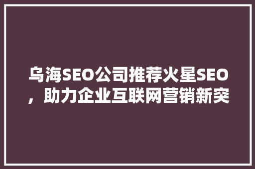 乌海SEO公司推荐火星SEO，助力企业互联网营销新突破