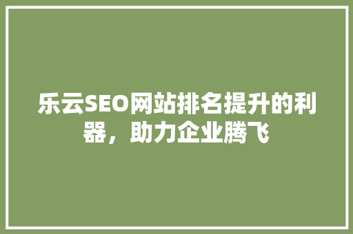 乐云SEO网站排名提升的利器，助力企业腾飞