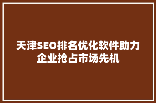 天津SEO排名优化软件助力企业抢占市场先机
