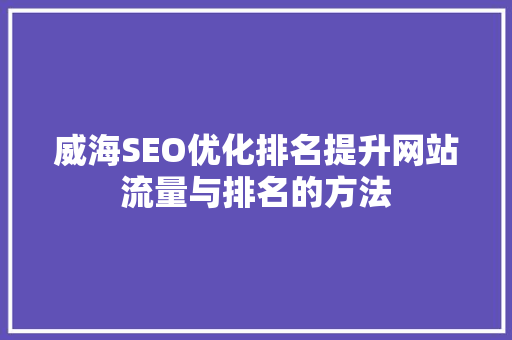 威海SEO优化排名提升网站流量与排名的方法