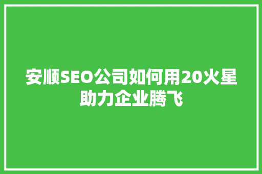安顺SEO公司如何用20火星助力企业腾飞