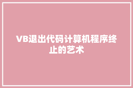 VB退出代码计算机程序终止的艺术