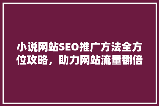小说网站SEO推广方法全方位攻略，助力网站流量翻倍