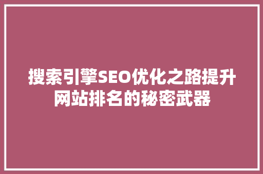 搜索引擎SEO优化之路提升网站排名的秘密武器
