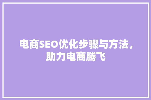 电商SEO优化步骤与方法，助力电商腾飞